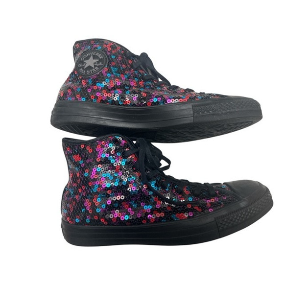 Converse CTAS Sneakers Women 10.5 Colorful Sequins Bling High Athletic 562443C - Picture 6 of 9